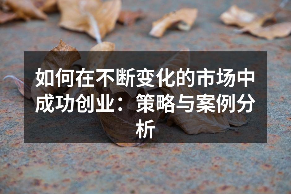 如何在不断变化的市场中成功创业：策略与案例分析